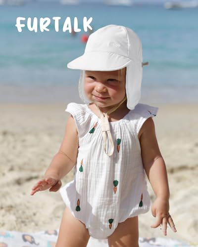 FURTALK Baby Sun Hat with Neck Flap UPF 50+ Toddler Quick Dry Swim Hat - color: White, size: 6-24 Months