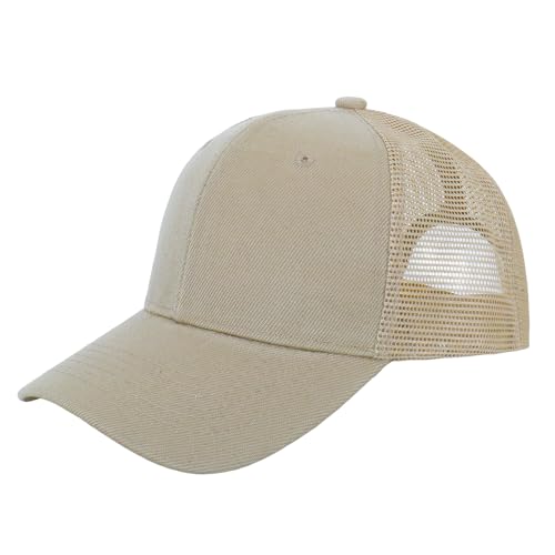 ZH 12 Pack Mesh Trucker Hats, Bulk Baseball Caps for Men and Women, Trucker Cap Wholesale - color: Khaki