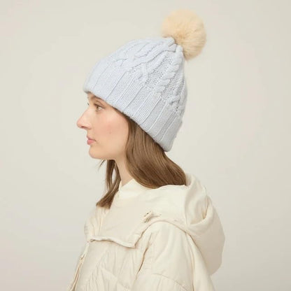 Tilley Unisex Adult Pom Pom Cable Beanie - color: Ice Blue, size: One Size