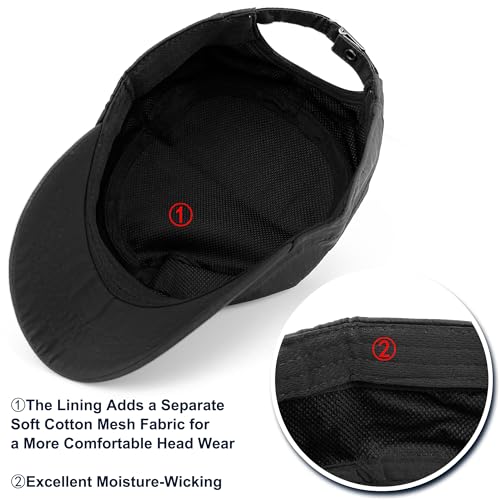 Loneshark Water Resistant Military Hat Quick Dry Cadet Cap Army Flat Top - color: Rectangle-logo-black