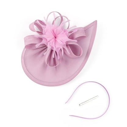 Gionforsy Fascinator Hats for Women Flower Tea Party Hats Pillbox Hat - color: Light Purple