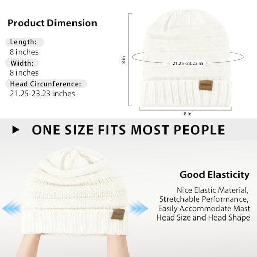 ZOORON Womens Winter Hat Slouchy Beanies for Women Cable Knit Beanie Hats - color: 1pack- White