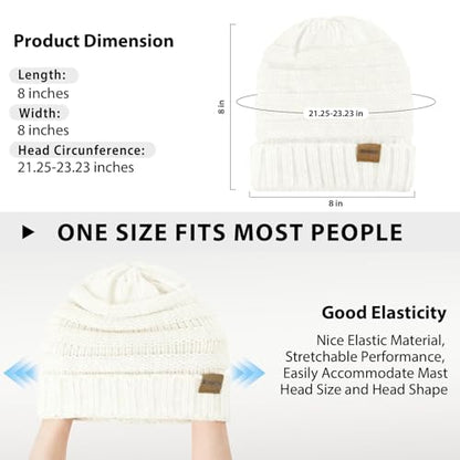 ZOORON Womens Winter Hat Slouchy Beanies for Women Cable Knit Beanie Hats - color: 1pack- White