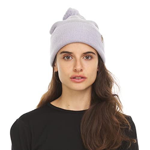 100% Merino Wool - Midweight Cuff Pom Beanie - Winter Pom Pom Hat - color: Ash Gray