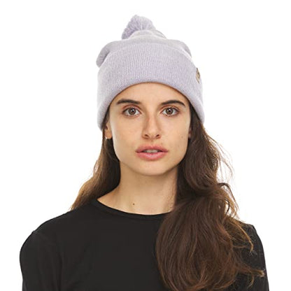 100% Merino Wool - Midweight Cuff Pom Beanie - Winter Pom Pom Hat - color: Ash Gray