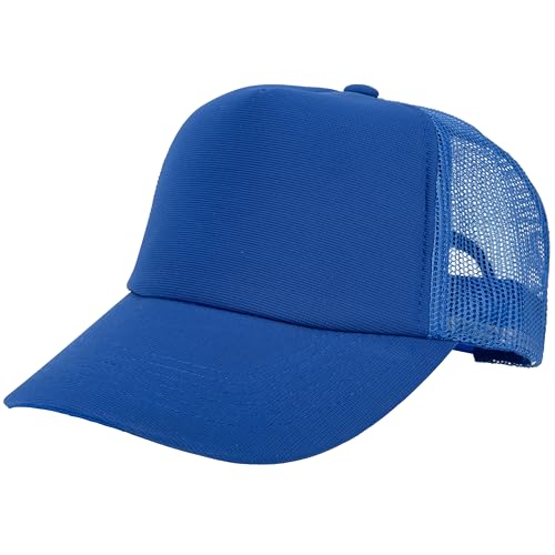 Gelante Polyester Foam Front, Mesh Back 5 Panel Sublimation Trucker Baseball Cap Snapback Hat - color: Royal