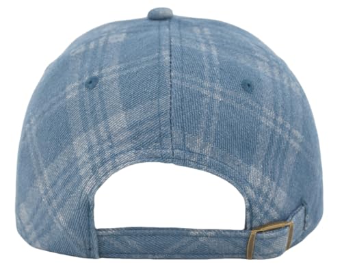 TSSGBL Unstructured Distressed Baseabll Cap Cotton Soft Dad Hat Adjustable Low Profile Headwear Ball Caps for Women Men - color: Blue（plaid/Soft Structure）, size: Medium-Large