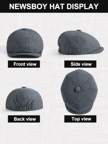 Senker Fashion 2 Pieces Newsboy Cap for Men - color: Dark Black Blue