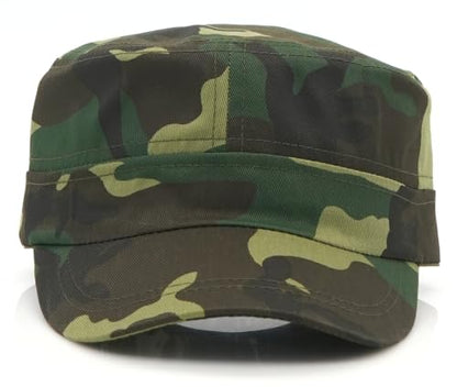 Men's Military Cadet Hat Flat Top Newsboy Cap - color: C - Olive Green ( Camo )