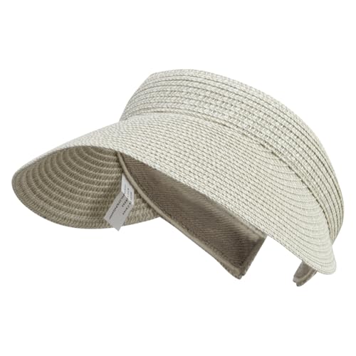 UPF 50+ Paper Braid Clip On Visor - color: Taupe Tweed