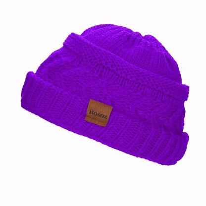 Rosoz 2 Pack Ponytail Beanie for Women,Winter Warm Beanie Tail Soft Stretch Cable Knit Messy High Bun Hat - color: 1pack-purple