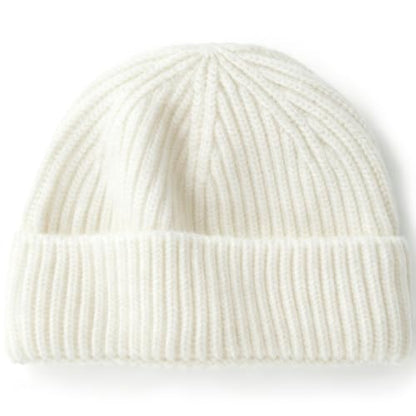 100% Merino Wool Fisherman Beanies for Men Winter Beanie Skull Cap - color: White
