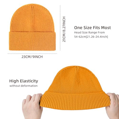 Beanie for Men Women Cuffed Thick Knitted Skull Cap Unisex Winter Hat - color: Orange