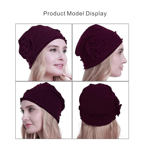 osvyo Chemo Headwear Turban Cap for Women - Cancer Beanie Hair Loss Sealed Packaging - color: Cotton Wine