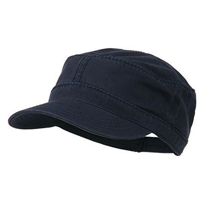 Garment Washed Adjustable Army Cap - color: Navy Osfm