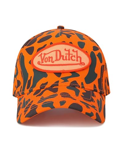 Von Dutch Unisex Cotton Canvas Baseball Cap, Curved Brim, Snapback - color: Orange