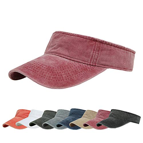 Sport Sun Visor Hats Cotton Ball Caps Empty Top Baseball Sun Cap for Men Women - color: Wine Red