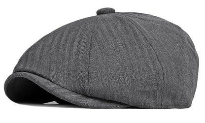 DIYDECAL Mens Newsboy Cap 8 Panel,Cotton Blend Flat Ivy Gatsby Cabbie Golf Hat - color: Dark Grey