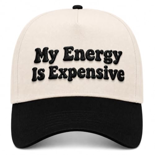 Embroidered Trucker hat for Women Men Baseball Hat Adjustable Unisex Cotton for Soccer Supporters - color: My Energy is Expensive Black