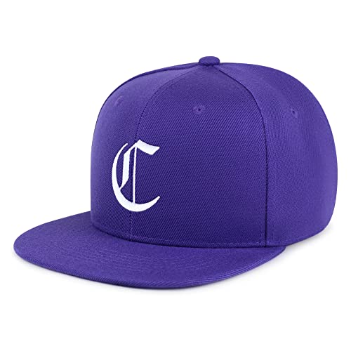 JPAK Old English Letter C Hip-Hop Snapback Hat Embroidered Baseball Cap English Alphabet - color: 05. Purple