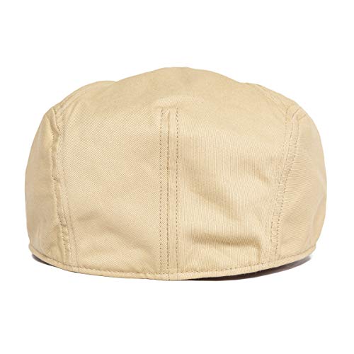 BOTVELA Men Cotton Twill Newsboy Flat Hat Fitted Cap - color: Khaki, size: 7 3/8