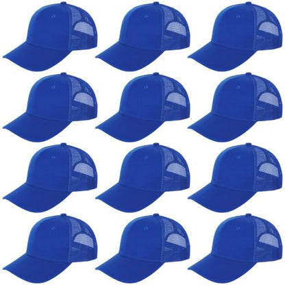 ZH 12 Pack Mesh Trucker Hats, Bulk Baseball Caps for Men and Women, Trucker Cap Wholesale - color: Blue