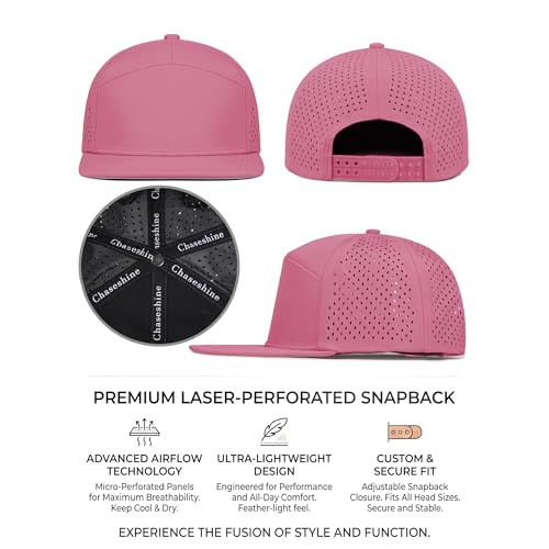 4 Inclusive Sizes Performance Flat Brim Trucker Hat Men Women, 7 Panel Snapback Running - color: 72.pink