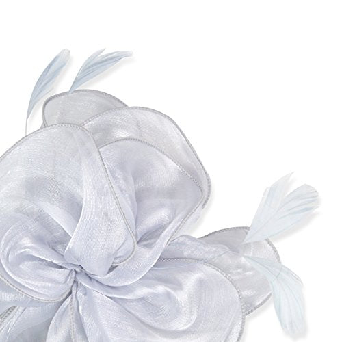 AQOKKA Women Fascinators Hats Flower Fascinators with Headband and Clip Tea Party Headwear for Women and Girls - color: 8.2" Diameter / Grey