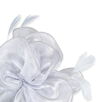 AQOKKA Women Fascinators Hats Flower Fascinators with Headband and Clip Tea Party Headwear for Women and Girls - color: 8.2" Diameter / Grey