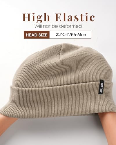 FURTALK Beanie Hat for Men Women Winter Hats for Women Men Soft Warm Unisex Cuffed Beanie Knitted Skull Cap - color: Burlywood