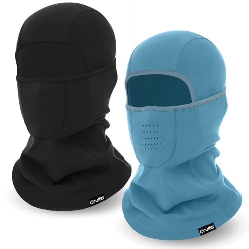Breathable Balaclava Ski Mask for Men Women, Warm Winter Face Mask for Cold Weather Motorcycling Skiing Outdoor Work - color: Black+blue