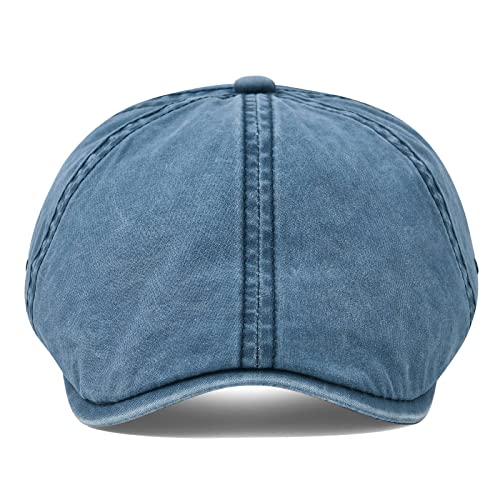 VOBOOM Cotton Washing Flat Cap Cabbie Hat Gatsby Ivy Irish Hunting Newsboy - color: Washed Navy