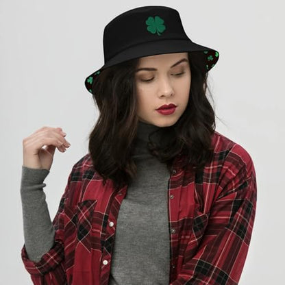 Bucket Hat for Men Women Funny Holiday Fishing Hat Cute Fisherman Cap - color: Stp Black