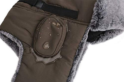 Connectyle Men's Trapper Hat with Faux Fur Linning Eskimo Windproof Winter Warm Hats Ushanka Hunting Hat - color: Army Green