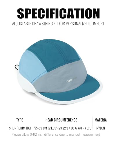 Clakllie Multicolor Short Brim Cap for Men Quick Dry 5 Panel Running Hat - color: Crsb09-aquablue