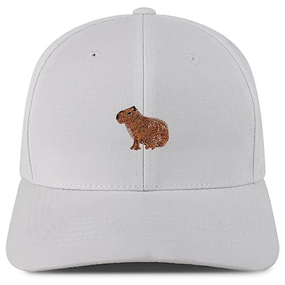 Trendy Apparel Shop Capybara Embroidered Patch Structured 6 Panel Snapback Baseball Cap - color: White