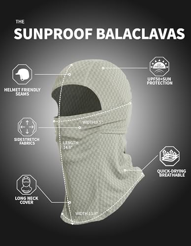 Summer Balaclava Cycling Full Face Mask Cooling Ice Silk UV Protection Breathable Face Cover for Men & Women - color: Grey