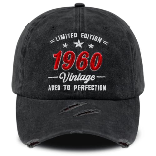 3D Embroidered Birthday Vintage Baseball Cap for Men Women, Washed Distressed Classic Cotton Adjustable Ideal Hat - color: 1960 Year