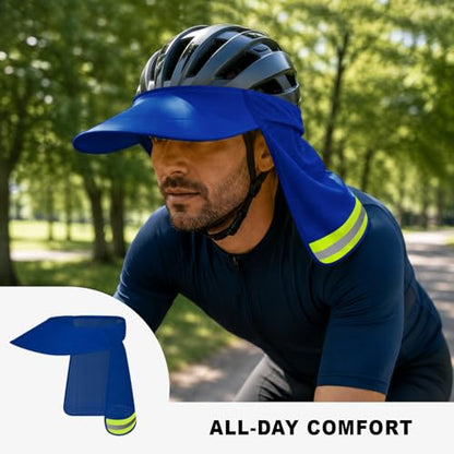 Hard Hat Sun Shade, Full Brim Mesh Neck Sun Shield with Reflective Strip, High Visibility Visor Neck Shade for Hard Hat Accessories, 2 Packs Blue - color: Blue