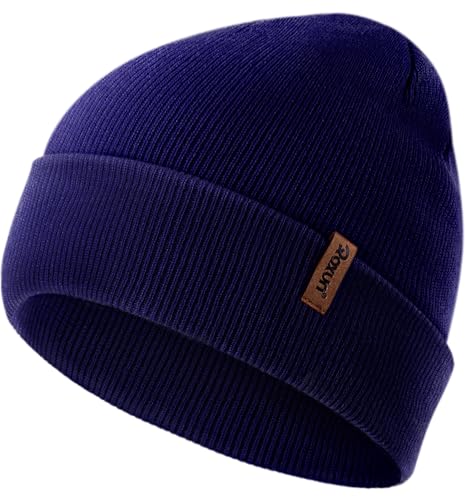 ROXUN Beanie for Men/Women Winter Hat Soft Warm Unisex Skull Stocking Cap - color: Navy Blue