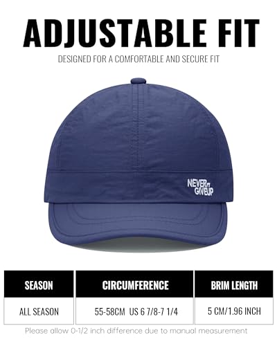 Clakllie Quick Dry Short Brim Cap for Men Lightweight 6 Panel Baseball Cap Golf Dad Hats Women's Running Trucker Hat - color: Cdus-bssq2505-navy Blue