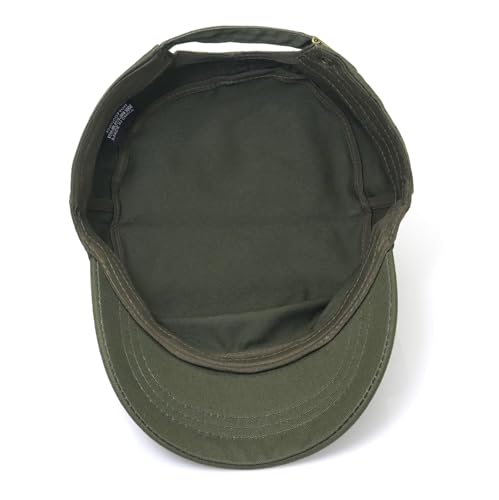 Unisex Flat Top Military Cadet Cap Outdoor Sun Hat - color: Square Label Green