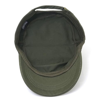 Unisex Flat Top Military Cadet Cap Outdoor Sun Hat - color: Square Label Green