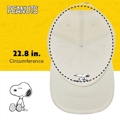 Concept One Unisex Adult Peanuts Snoopy Dad Hat, Adult Cotton Adjustable Baseball Cap with Curved Brim - color: Tan