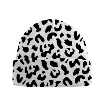 Beanie Knit Hat Winter Unisex Cuffed Beanies Skull Cap Warm Double Layer Thick Acrylic Cute for Girls Women Men - color: Leopard
