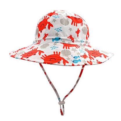 Home Prefer UPF50+ Wide Brim Sun Hat Boys Girls Sun Protection Hat Zoo Beach Swim Safari Bucket Hat for Baby Toddler Kid - color: Crab, size: 1-2T