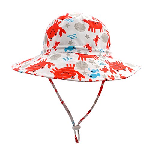 Home Prefer UPF50+ Wide Brim Sun Hat Boys Girls Sun Protection Hat Zoo Beach Swim Safari Bucket Hat for Baby Toddler Kid - color: Crab, size: 2-4T
