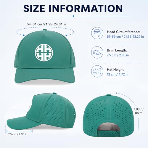 HH HOFNEN Quick Dry Baseball Cap Mesh Snapback Hat Golf Ball Cap Men Women - color: Tealgreen