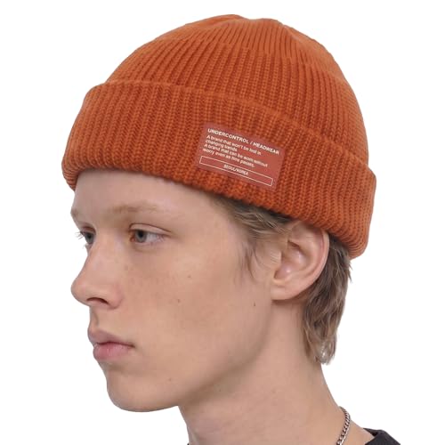 UNDERCONTROL Winter Trawler Fisherman Beanie Men Women Unisex Stylish Plain Docker Skull Hat Roll up Watch Cap Color Pack - color: Orange