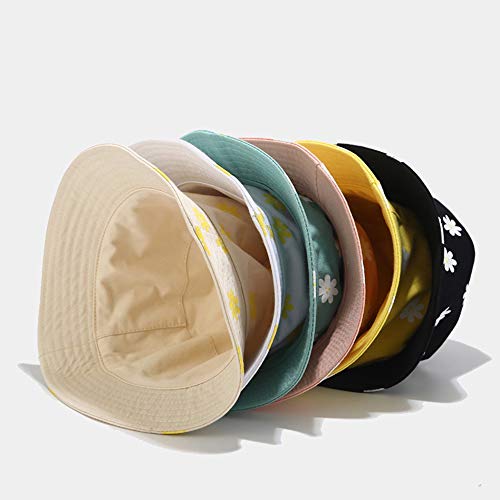 Unisex Print Double-Side-Wear Reversible Bucket Hat - color: Small Flower White